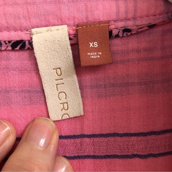 PILCRO Anthropologie Women’s Pink Plaid Long Sleeve Button Front Top Size XS - Picture 7 of 11